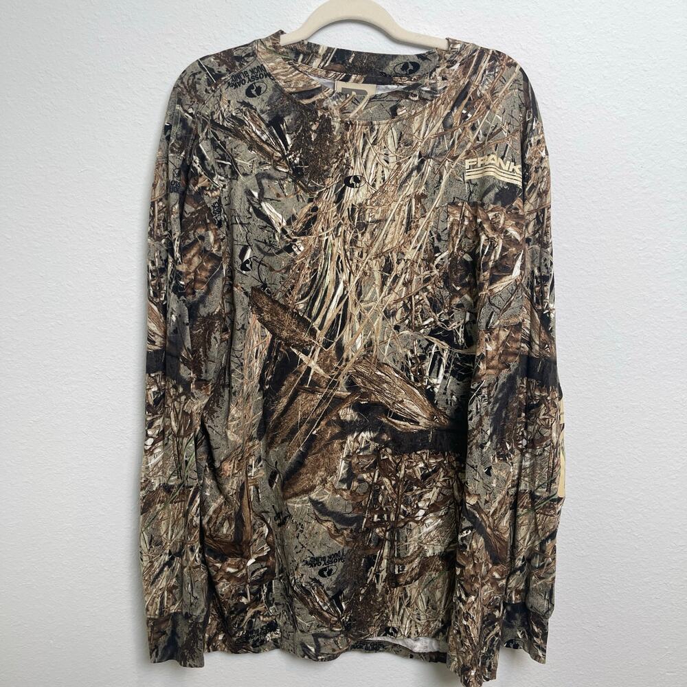 Russell Outdoors Frank’s Mossy Oak Duck Blind Camo Shirt Mens 2XL Hunting